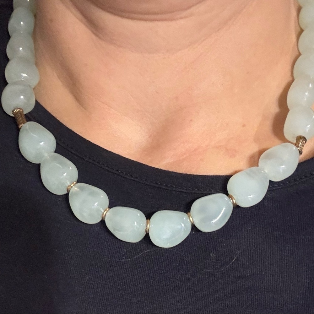 Light green stone necklace and earring set